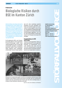 Biologische Risiken durch BSE im Kanton Zürich