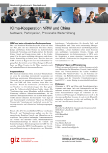 Factsheet Klima-Kooperation NRW und China