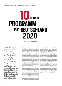 10 Punkte Programm für Deutschland 2020