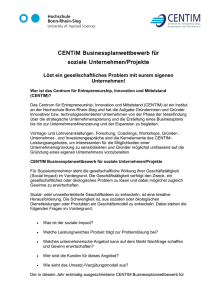 CENTIM Businessplanwettbewerb - Hochschule Bonn-Rhein-Sieg