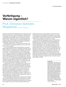 Vorfertigung – Warum eigentlich? Prof. Christian Schlüter