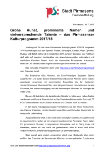 (Stadt Pirmasens) Pressemitteilung vom 31.07.2017
