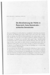 Die Moralisierung der Politik in Österreich: Gute Demokratie