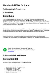 Handbuch NFON for Lync Einleitung Kompatibilität
