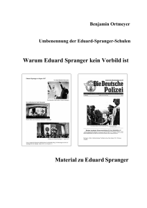 Warum Eduard Spranger kein Vorbild ist Material zu Eduard Spranger