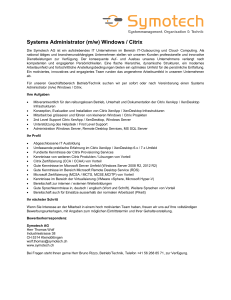 Systems Administrator (m/w) Windows / Citrix
