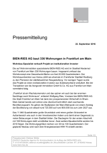 Pressemitteilung BIEN-RIES AG baut 336 Wohnungen in
