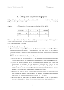 9. Übung zur Experimentalphysik I - Biological Physics and Systems