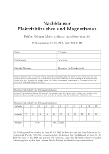 PHYS70357 Elektrizitätslehre und Magnetismus SH 2009
