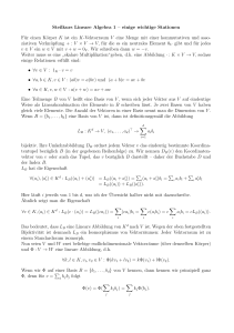 Steilkurs Lineare Algebra 1 – einige wichtige Stationen Für einen