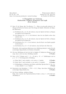 9. ¨Ubungsblatt zur Vorlesung Mathematik I Diskrete Strukturen und