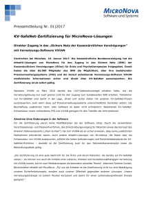 Pressemitteilung Nr. 01|2017 KV-SafeNet-Zertifizierung