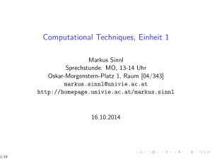 Computational Techniques, Einheit 1