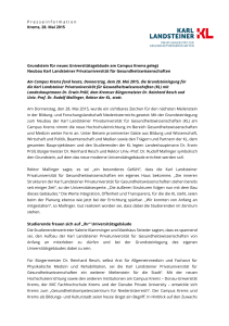 P resseinformation Krems, 28. Mai 2015 Grundstein für neues