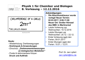 Physik 1 für Chemiker und Biologen 8. Vorlesung – 12.12.2016