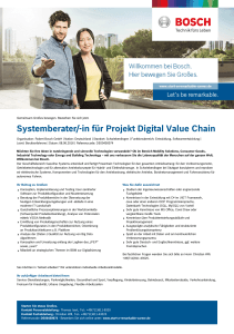 Systemberater/-in für Projekt Digital Value Chain - Bosch