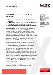 Pressemitteilung LANXESS Tower: Innenausbau läuft auf Hochtouren