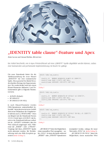 „IDENTITY table clause“-Feature und Apex