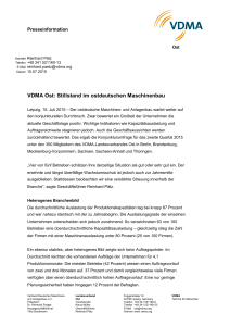 VDMA Ost: Stillstand im ostdeutschen Maschinenbau