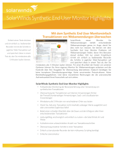 SolarWinds Synthetic End User Monitor Highlights