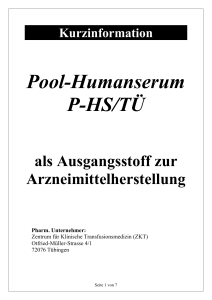 Steckbrief Pool-Humanserum P-HS/TÜ