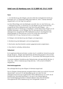 Urteil vom LG Hamburg vom 15.12.2009 AZ: 316 S 14/09