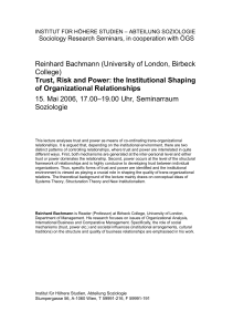Reinhard Bachmann (University of London, Birbeck College) Trust