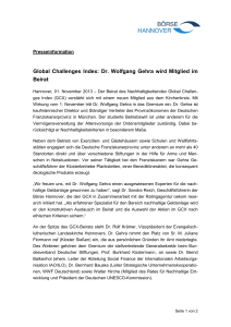 Global Challenges Index: Dr. Wolfgang Gehra wird Mitglied im Beirat