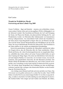 Karl Lanius Wandel im Weltbild der Physik Festvortrag auf dem