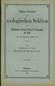 Jahres-Bericht der zoologischen Sektion des Westfälischen