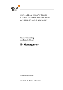 IT- Management - am Fachbereich Wirtschaftswissenschaften