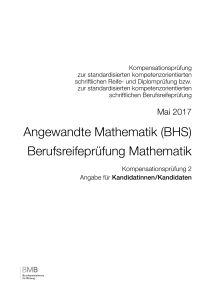 Angewandte Mathematik (BHS) Berufsreifeprüfung Mathematik