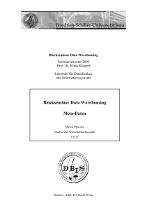 Blockseminar Data Warehousing Meta