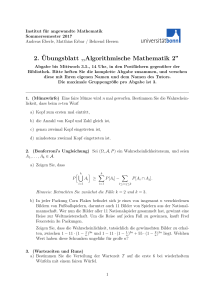 2. ¨Ubungsblatt ,,Algorithmische Mathematik 2”