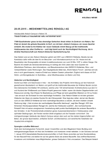 28.05.2015 – MEDIENMITTEILUNG RENGGLI AG