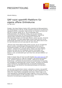 SAP nutzt openHPI-Plattform für eigene offene Onlinekurse