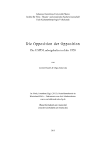 Die Opposition der Opposition - Sozialdemokratie in Rheinland