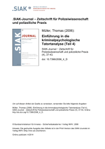 Einführung in die kriminalpsychologische Tatortanalyse (Teil 4)