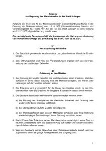 1 Satzung zur Regelung des Marktverkehrs in der Stadt Sulingen