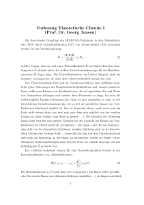 Vorlesung Theoretische Chemie I (Prof. Dr. Georg Jansen)