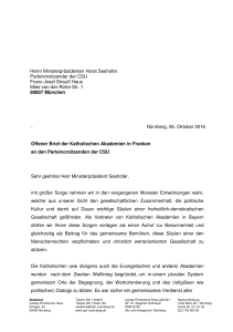 - Nürnberg, 06. Oktober 2016 Offener Brief der Katholischen