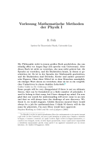 Vorlesung Mathematische Methoden der Physik I