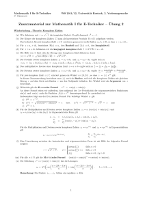 Zusatzmaterial zur Mathematik I für E-Techniker