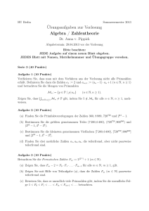 Übungsaufgaben zur Vorlesung Algebra / Zahlentheorie