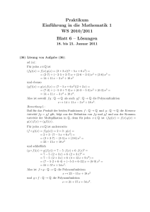 Praktikum Einführung in die Mathematik 1 WS 2010/2011 Blatt 6