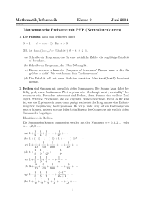 Mathematik/Informatik Klasse 9 Juni 2004 Mathematische Probleme
