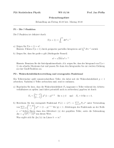 P21 Statistischen Physik WS 15/16 Prof. Jan Plefka