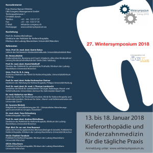 13. bis 18. Januar 2018 Kieferorthopädie und Kinderzahnmedizin