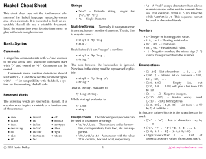 Haskell Cheat Sheet - Functional