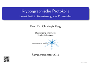 Generierung von Primzahlen - Prof. Dr. Christoph Karg